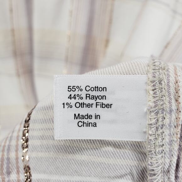 Lane Bryant Light Brown Metallic Stripe Keyhole Top Detail Blouse Size 14 - Picture 9 of 12